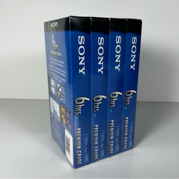 SONY Premium Grade VHS Video Cassette Tapes T-120 Pack Of 4 6 Hours New Sealed - Picture 5 of 6